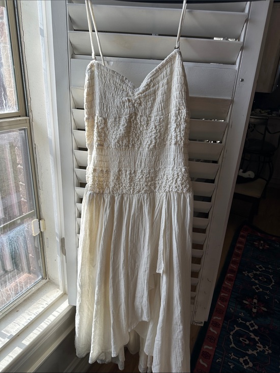 Free People Dresses & Skirts - Free People Cream Smocked Spaghetti-Strap Maxi Dress